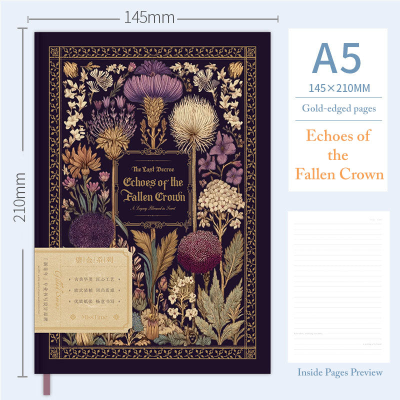 Gilded Garden · Vintage Gold-Edged Hardcover Notebook (A5 | 96 sheets)