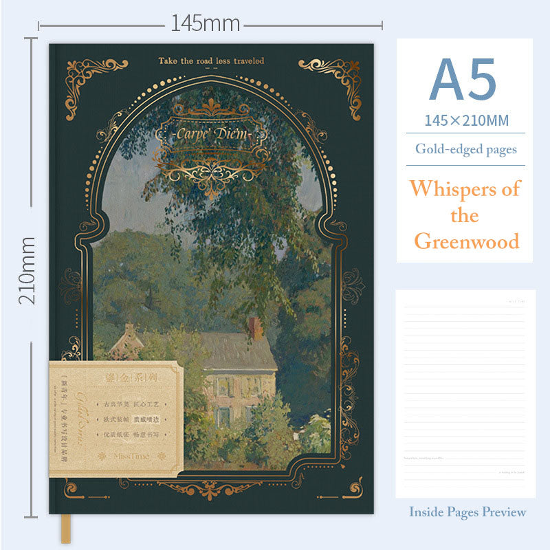 Gilded Garden · Vintage Gold-Edged Hardcover Notebook (A5 | 96 sheets)