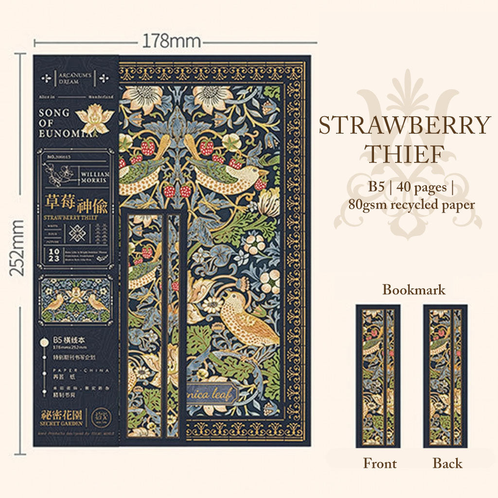 Secret Garden · Botanical Tapestry — Vintage Illustrated B5 Notebook (40 sheets)
