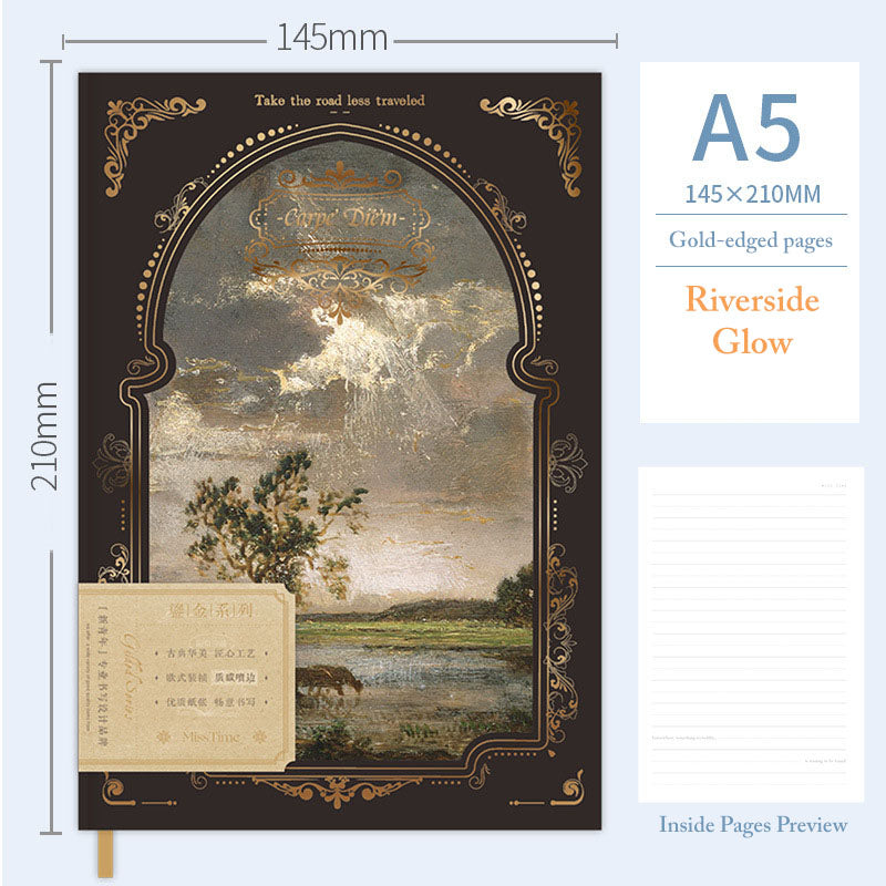 Gilded Garden · Vintage Gold-Edged Hardcover Notebook (A5 | 96 sheets)