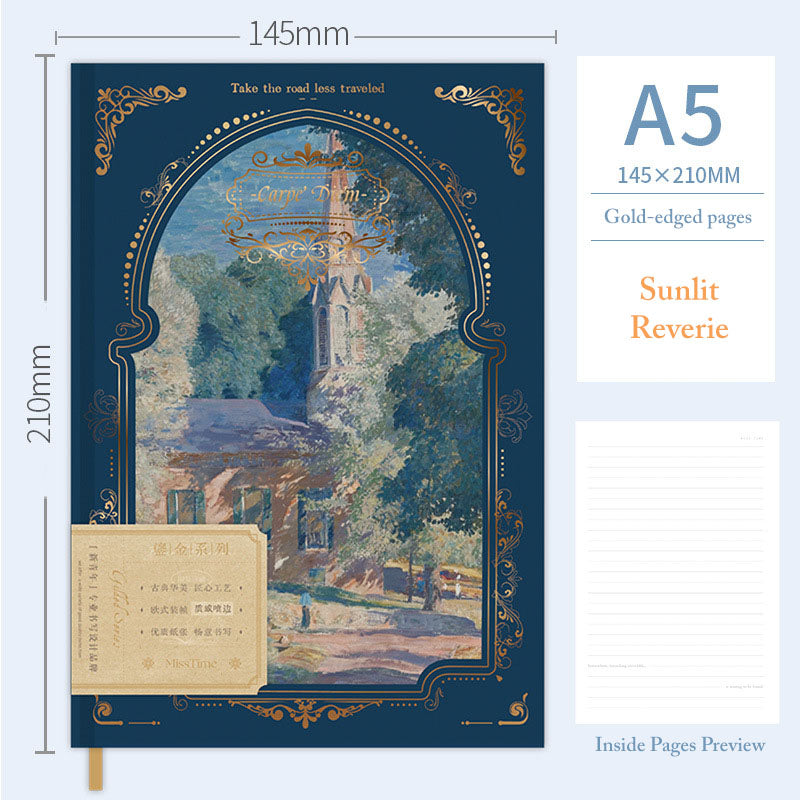 Gilded Garden · Vintage Gold-Edged Hardcover Notebook (A5 | 96 sheets)