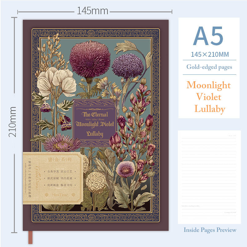 Gilded Garden · Vintage Gold-Edged Hardcover Notebook (A5 | 96 sheets)