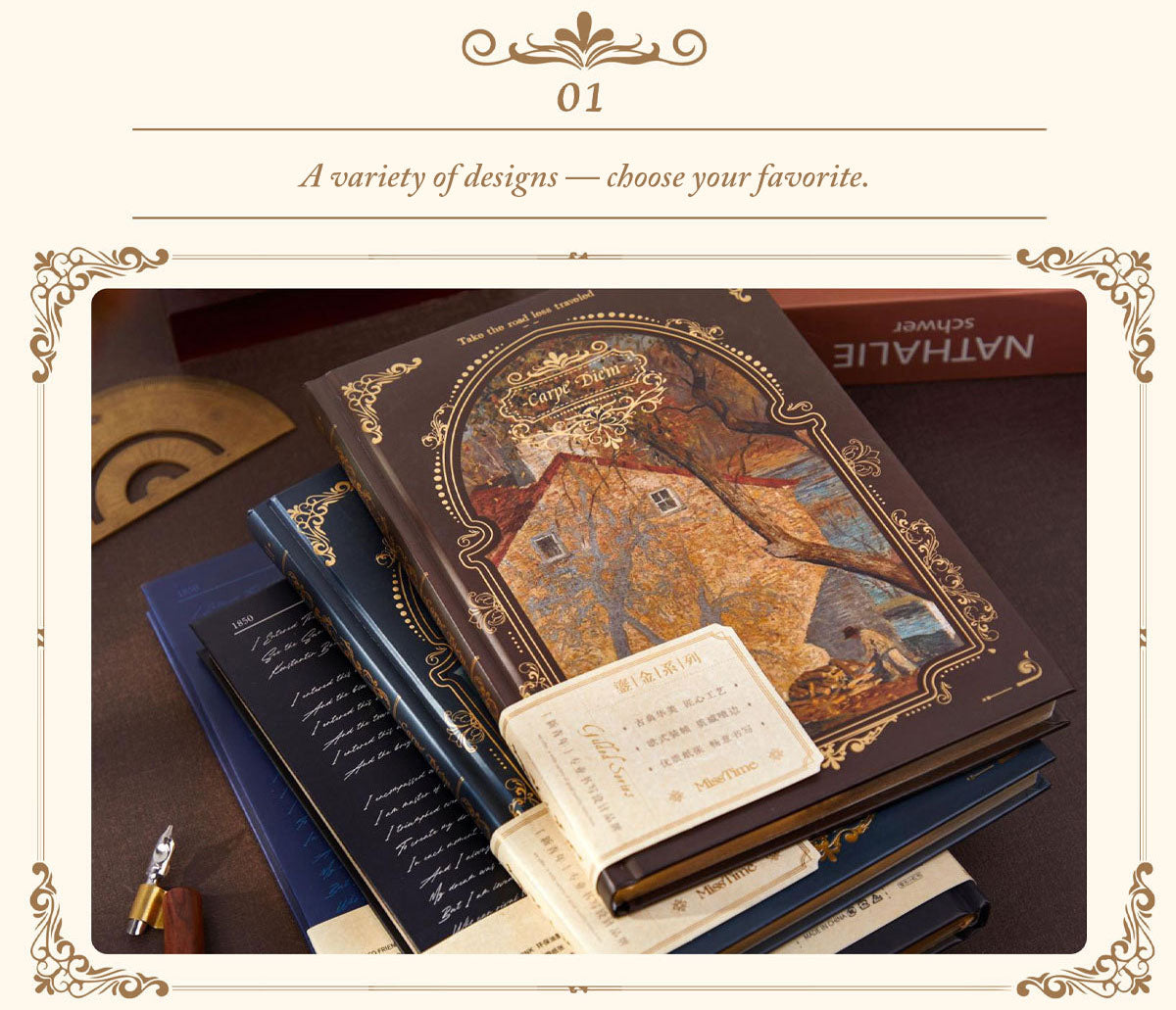 Gilded Garden · Vintage Gold-Edged Hardcover Notebook (A5 | 96 sheets)