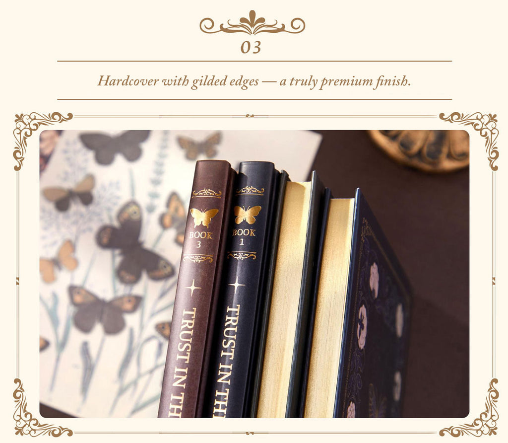 Gilded Garden · Vintage Gold-Edged Hardcover Notebook (A5 | 96 sheets)