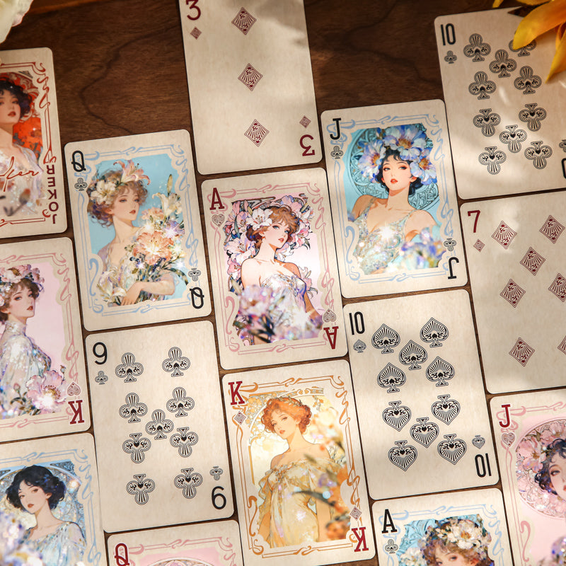 Gilded Flower Dream · Floral Crown Muse — Vintage Illustrated Playing Cards · Poker