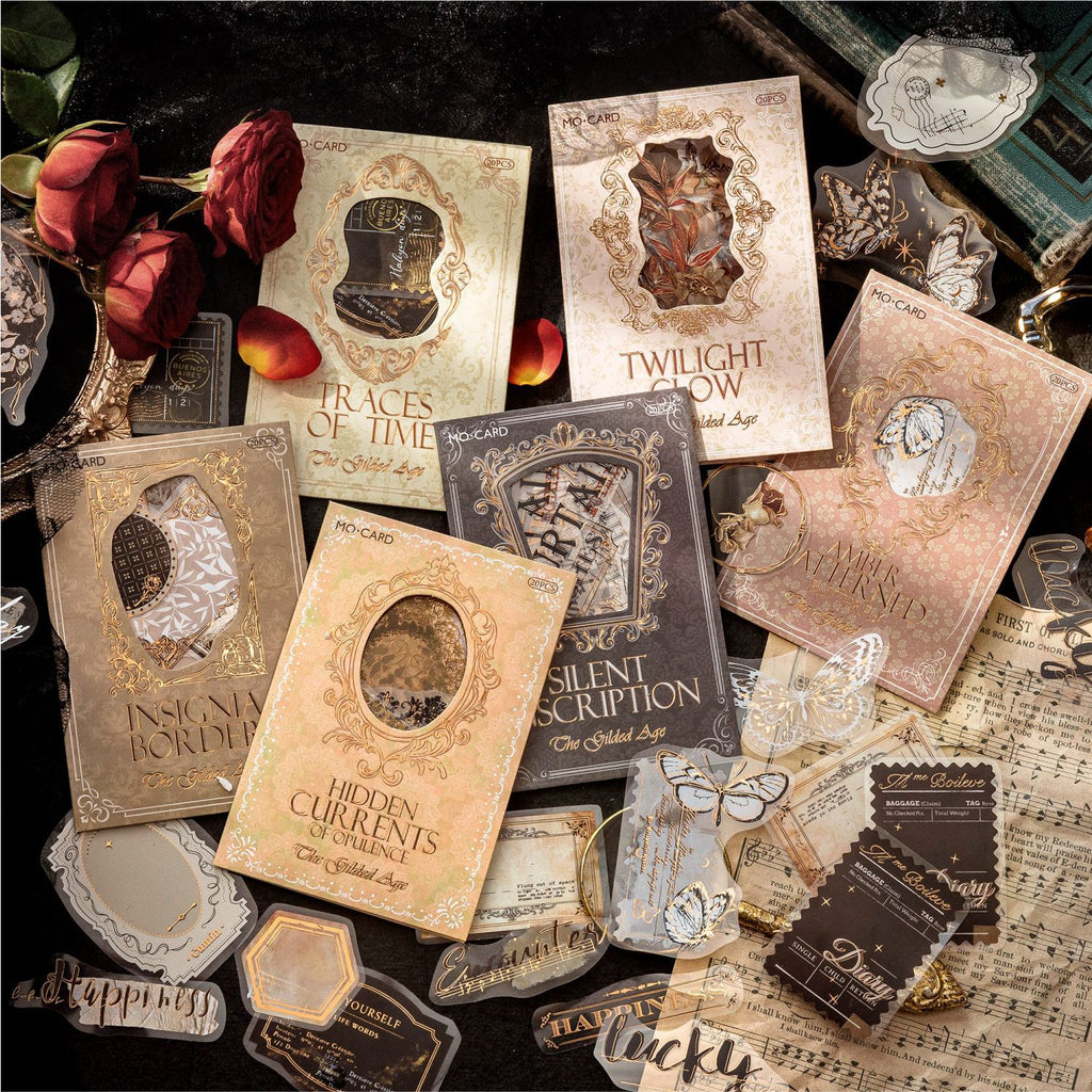 “Twilight Gilding” Vintage Gold-Foil PET Sticker Pack