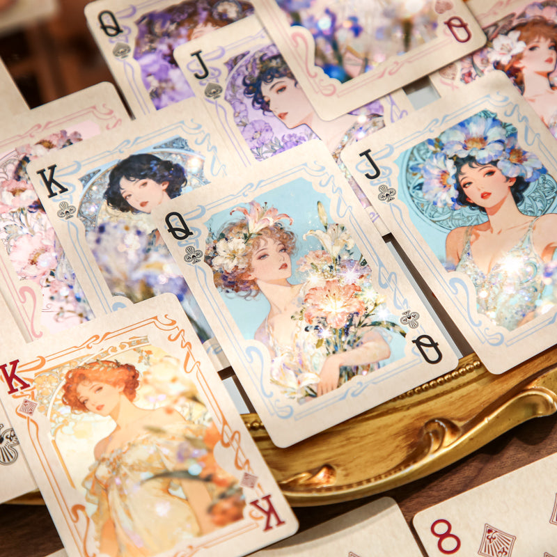 Gilded Flower Dream · Floral Crown Muse — Vintage Illustrated Playing Cards · Poker
