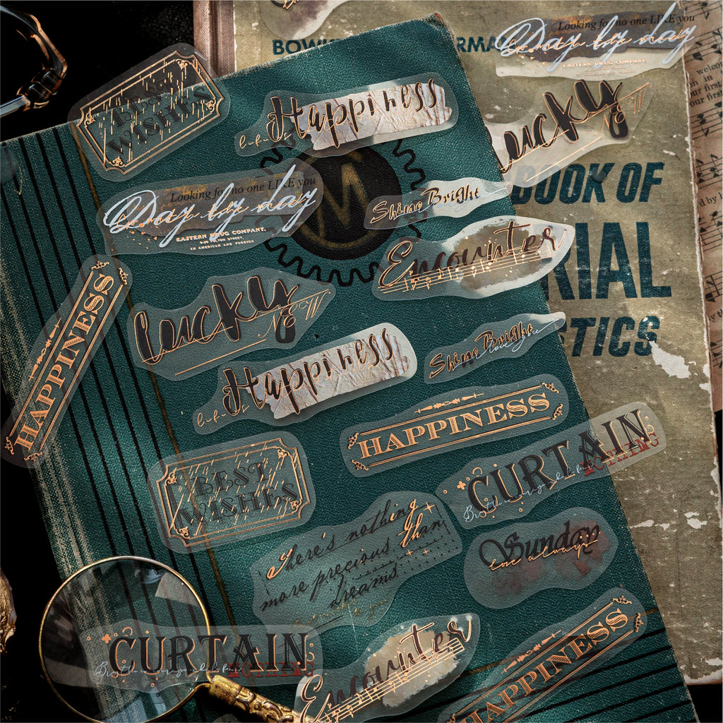 “Twilight Gilding” Vintage Gold-Foil PET Sticker Pack