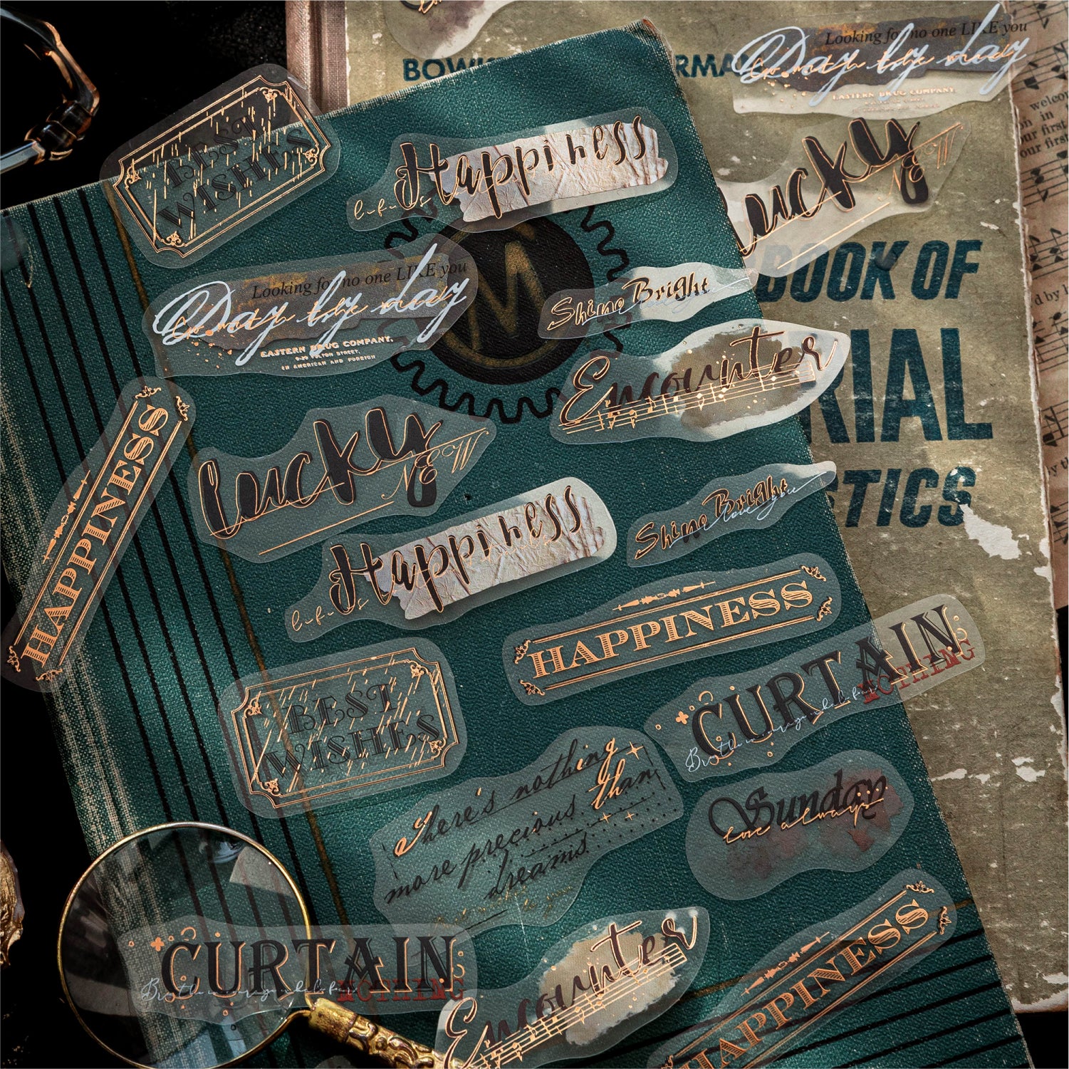 “Twilight Gilding” Vintage Gold-Foil PET Sticker Pack