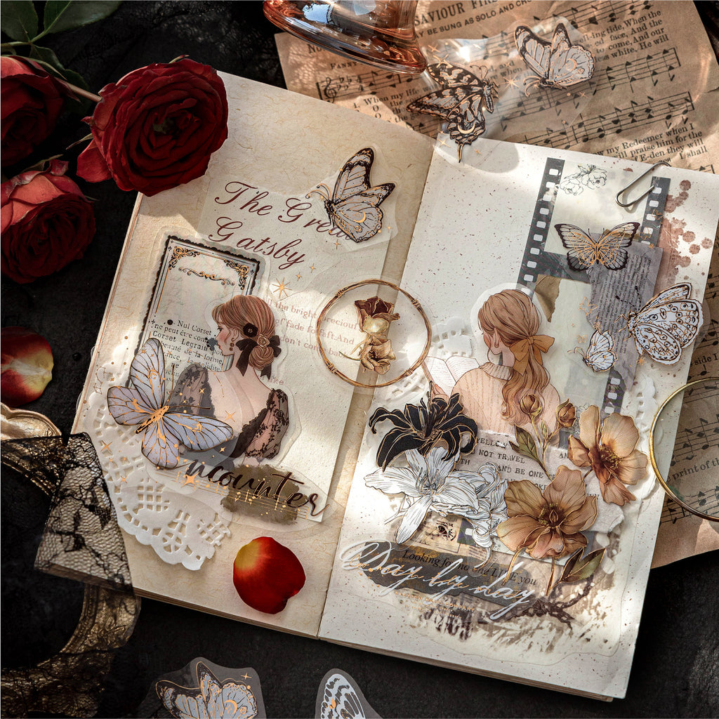 “Twilight Gilding” Vintage Gold-Foil PET Sticker Pack