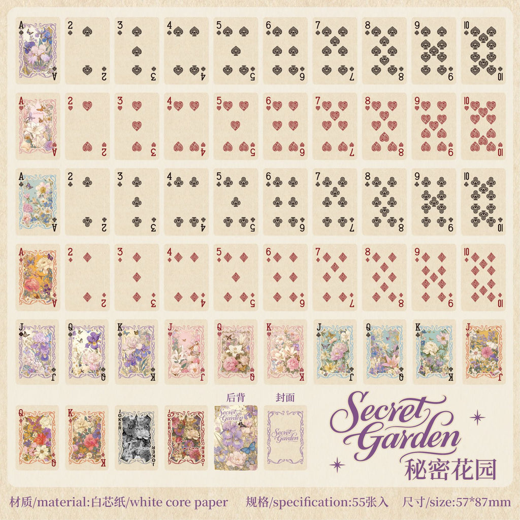 Secret Garden · Butterfly & Floral Frame — Vintage Illustrated Playing Cards · Poker