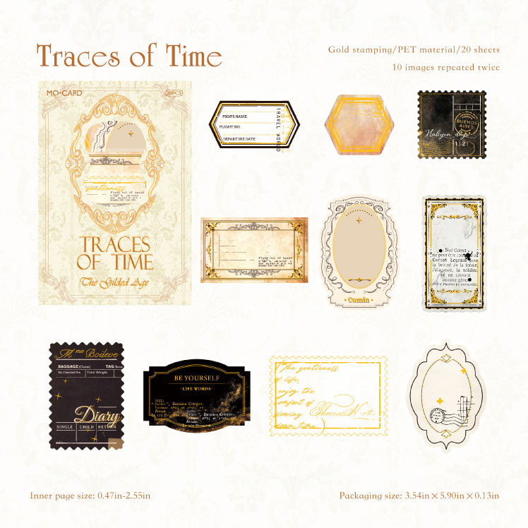 “Twilight Gilding” Vintage Gold-Foil PET Sticker Pack