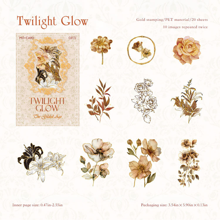 “Twilight Gilding” Vintage Gold-Foil PET Sticker Pack