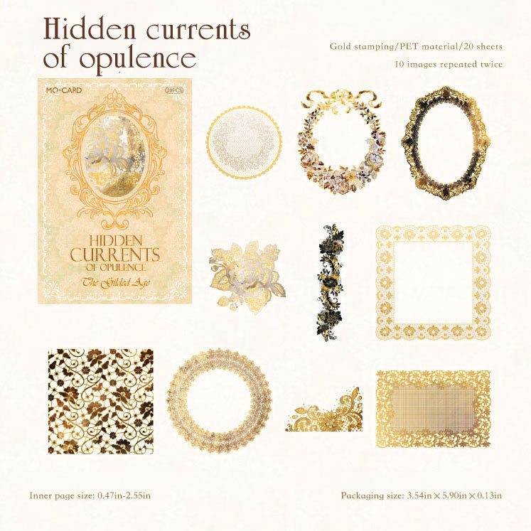 “Twilight Gilding” Vintage Gold-Foil PET Sticker Pack