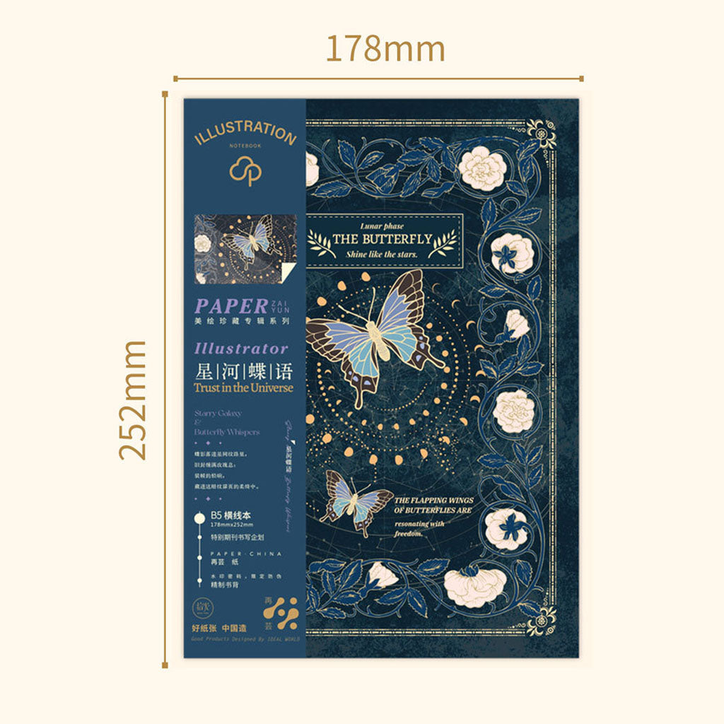 Starlit Butterfly Whispers — Vintage Illustrated B5 Notebook Set (40 sheets *4)